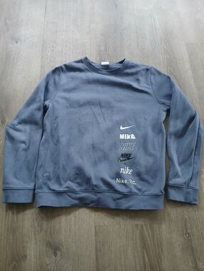 Nike Slate Blue Crewneck Sweatshirt with Logo Stack